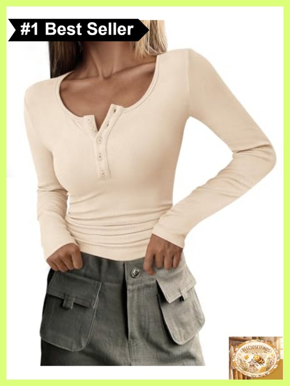 Women's Henley Long Sleeve Ribbed Knit Fitted Casual Tunic Top